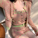 COCO Capsule Fragrant 30 Soft-Gillary Wool Light Spring Stripes Small Aroma Knitted Set