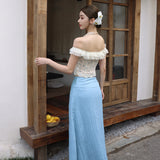 2025 New Holiday Lace-In-One Shoulder + Long Light Embroidered Half-Dress Dress Dress
