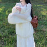 Ma Hai Mao And Female Star Import Ultra-Young Horse Sea Series Loose Long-Sleeved Velvet Sweater
