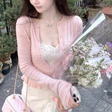 Intelligent Cardigan 16 Stitches 48 100 Fine-Sing-Pin Wool Thin Lace Knitted Shirt Women's Summer