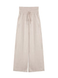 [Super High Waist] Full Wool Waist Knitted Wide Leg Pants Women High Waist Hanging Feeling Thin Trousers