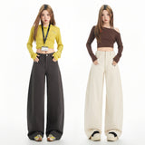 Vintage High Street Cotton Loose Broad-Legged Jeans Street Tud Trousers Gray Trousers