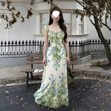Seaside Resort Country Wind Explosion 2026 New High-End Feel Monet Green Garden Waist Lotus Leaf-Side Dress