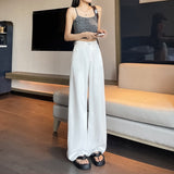 100% Lyselle Ice Silk YKK Jeans Women Pure White Cool Sense Of Permeability Light Skiny White Broad Legs Thin