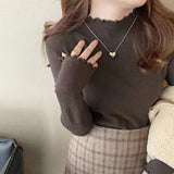Autumn And Winter Sweater Women Bottoming Shirt Women Take The Ocean 2025 New Wooden Ear Half-High Sweater Knitted Top
