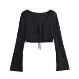 Vintage Sunscreen Cardigan Women's Short Summer Chan Shoulders With Hollow White Knitwear Coat Small Hooded Shirt
