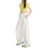 1114 Design Sense Retro Hottie Scissors Trousers Set Thin Multi-Pocket Broad-Legged Workwear Casual Pants Regular