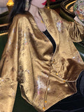 New Chinese Style Acetate Hot Gold Flowers Old Money Wind Coat Woman
