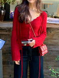 [Garden Bungalow] Spring Tour To The Hollow Hook Flower V-Neck Vest With Knitted Shirt Fashion Set