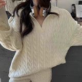 Autumn And Winter New Korean Version Of The Flip-Necked Slim POLO Knitted Sweater Shorts Fashion Set Shorts + Top