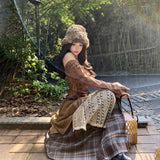 Autumn Xinjiang Sichuan West Tourism Wearing A Set Of Maillard Retro Style Yunnan Dali Dress