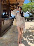 Strict Net Red Split Swimsuit Women's Seaside Vacation Senior Bathing Suit Three-Piece Burqa Fishing Net Want Pure Swimsuit