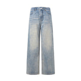 2026 Shen Trousers Water Wash Broad-Legged Jeans Women Thin Straight Nine & Trousers & Length