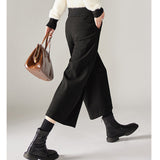 Specialty Quality Warm Eight-Point Broad Leg Pants 2025 Winter New Fashion Plus Thick Hairy Slacks Women's Pants