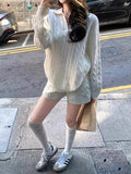 New Hong Kong Women's Weekend Climbing The Wind Slack Polo Extravagant Sheep Wool Heavy Industry Move Acupuncture Hangfang Set