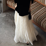 Suspension White Beautiful Yarn Half-Dress Skirt Sha Pung Pong Fairy 100-Fold Flowing Long Yarn Skirt Long Dress Woman