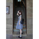 Summer Chic Set 2026 New Gray Round-Neck T-Shirt Tibetan Green Lattice Half-Dressed Two-Piece