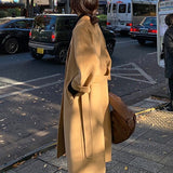 Camel Color Coat Woman's Long 2026 New Autumn And Winter Thick Korean Hepburn Wind Hair Coat