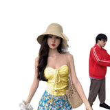 Dopamine Pure Hot Girl Yellow Breast Strapped Woman Summer Seaside Holiday Style To Take Pictures And Wear Atmosphere
