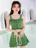 Strictly Divided Swimsuit Women's Summer Sexy High-Waisted Belly Thin Seaside Vacation Small-Chest Gathering Hot Spring Swimwear Hot Sale