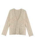 Heavy-Work Hand Hook 150 Petal Incense Sweater Coat Women's Spring Romantic Atmosphere Knitted Open Shirt