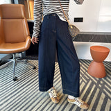 Pear Type Of Grace Pants ~! Shading Thin Nine-Point Scissors Jeans Women 2026 Autumn New Loose Broad Leggings