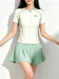 2026 New Swimsuit Female Split Two-Piece Skirt Sports Conservative Thin Swimsuit Female Student