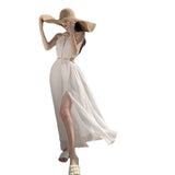 White Sling Dress Sexy Pure Lusty Temperament Light Luxury High Sense 2025 Vacation Skirt Wisting Long Air