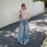 Vintage Curds Wide-Legged Jeans Women 2026 Summer New High-Rise Thin Straight Trousers Summer Thin