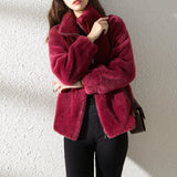 Women's Tide In Winter Plus Thick Double-Sided Velvet Collar To Keep Warm Women's Zip-Up Velvet Women