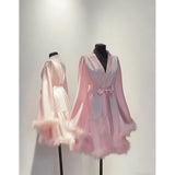 2026 New Chinese Morning Dress Bride Sexy Sleeping Dress Wedding Morning Fairy High Feathered Pajamas Battle