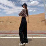 Early Autumn Straight Trousers Jeans Women's Elastic High Waist Thin Fashion Water Wash Black Smoke Tube Trousers Slim Splendlish Spandex