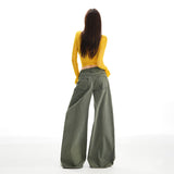 25 Autumn And Winter New Washing Fabric High Waist Thin Design Loose Wide Legs Casual Pants Women
