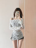 Strict 2026 Summer New Hooded Horned Split Swimsuit Women Three-Piece Thin Fashion Yang Balm Bow Bubble