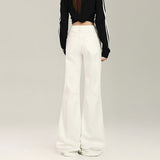 White Non-Legged Trumpet Trousers Drag Low-Rise Jeans Female Hot Leg Trousers