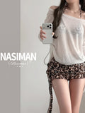 2026 New Holiday Sexy Split Four-Piece Swimsuit Female Leopard Print Thin Meat Skirt Hot Spring Swimsuit