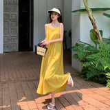 Hainan Sanya Resort Beach Dress Sexy Loose Back Dress Xishuangbanna Sling Design Long Dress Summer