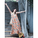 Xishuangbanna Thailand Travel Wearing Seaside Holiday Bohemian Ethnic Style Print Loose Sling Dress