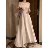 Korean Chic Gentle Wind And Light Luxury High-Level Shoulder Design Sense High Waist Thin Sleeveless Long Dress 3 Colors