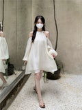 The Side-Scan's Neck Design Has A Unique Dress In Spring 2026 New Loose Fashion Temperament White A-Dress Woman