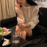 Shirt French Temperament Collar Strap Design Shirt Gentle Wind Simple Silk Top