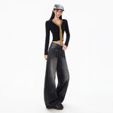 2026 Autumn Jeans Women Retro Loose Broad Leg Pants Trousers Trousers Women's Trousers