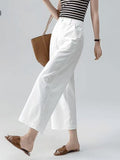 Broad-Legged Trousers Women's Summer Thin White Casual Straight Trousers High Waist Thin Commuting Loose Nine-Point Trousers