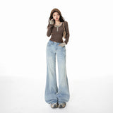YC& Hottie Low-Rise Horn Pants Slimming Tug Tug On The Floor Of Jeans Woman