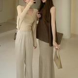 Knitting Series_Imported Yarn Thin Opener / Pure Color Open Shirt Sling With Two Sets Of Fashion Temperament
