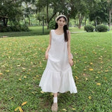 Fashion College Student Dress Literary Retro Plaid Loose Short-Sleeved Shirt + White Dress Two Sets Of Ocean