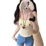 10117 #Summer Cute Slimming Bottom Blouse Kt Cat Soft Sister Sling Vest Sexy Short Girl
