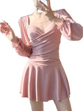 Strict New Pure Wind Seaside Dopamine Wearing Thin Sleeve Dress-Style Swimsuit Women's Bo Lis 85