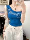1199 # Summer New Sweet Hot Cartoon Hot Shoulder Vest Repair Horse-Matched Art Troupe With Chest Pads Thin