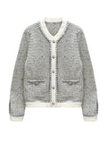 Silver Frost Silver-Gray Mixed Sheep Hair Small Fragrant Set With Knitted Jacket Coat Top